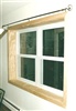 Custom built out shelf box with two double hung windows